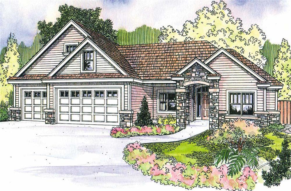 This image shows the craftsman style for this set of house plans.