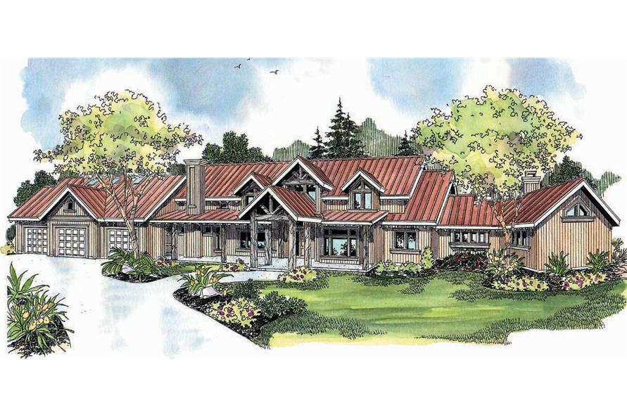 3-Bedroom, 6309 Sq Ft Country House Plan - 108-1147 - Front Exterior