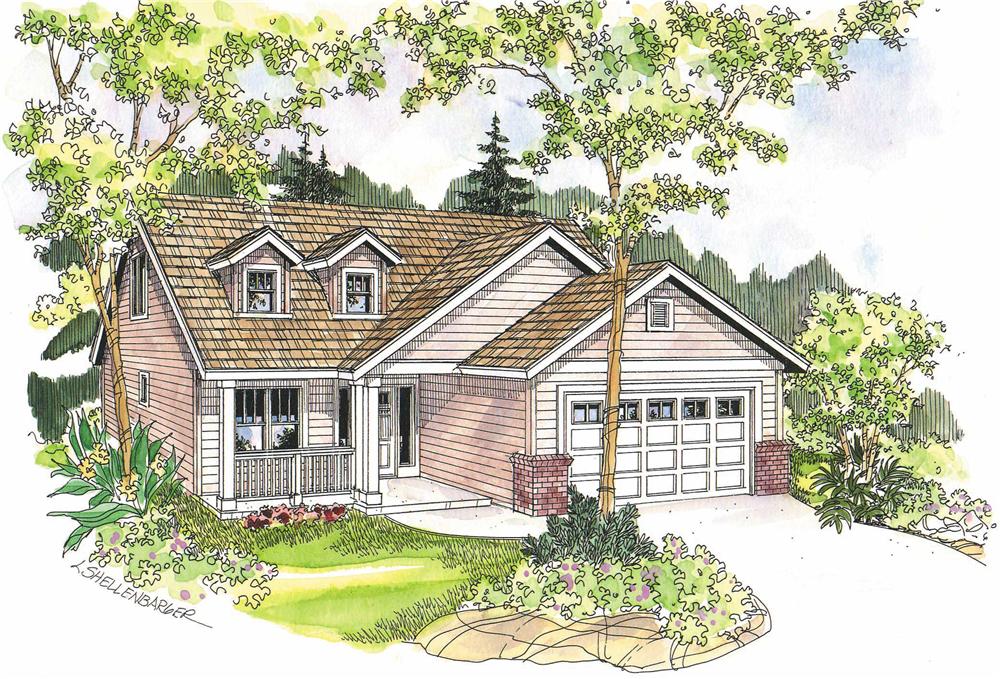 This image shows the Country style for this set of house plans.