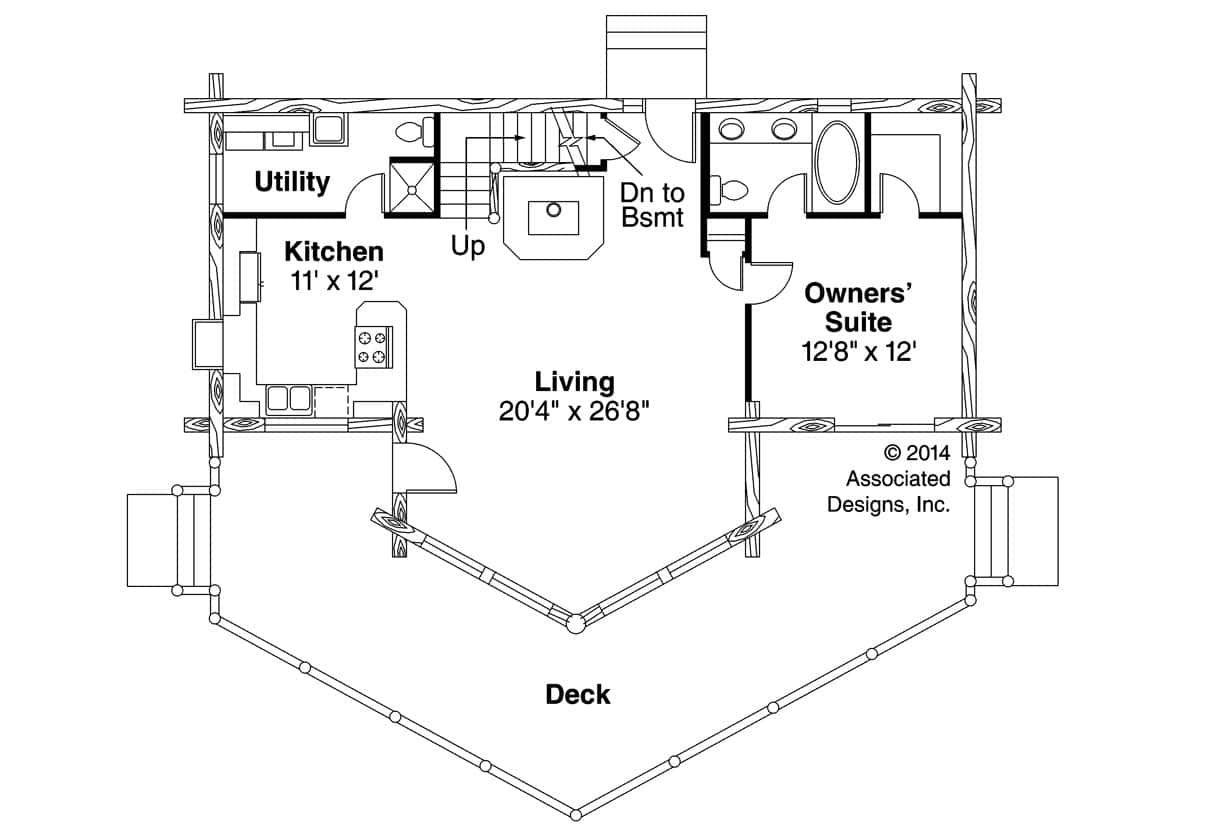 Floor Plan First Story of Log Cabin Plan #108-1154