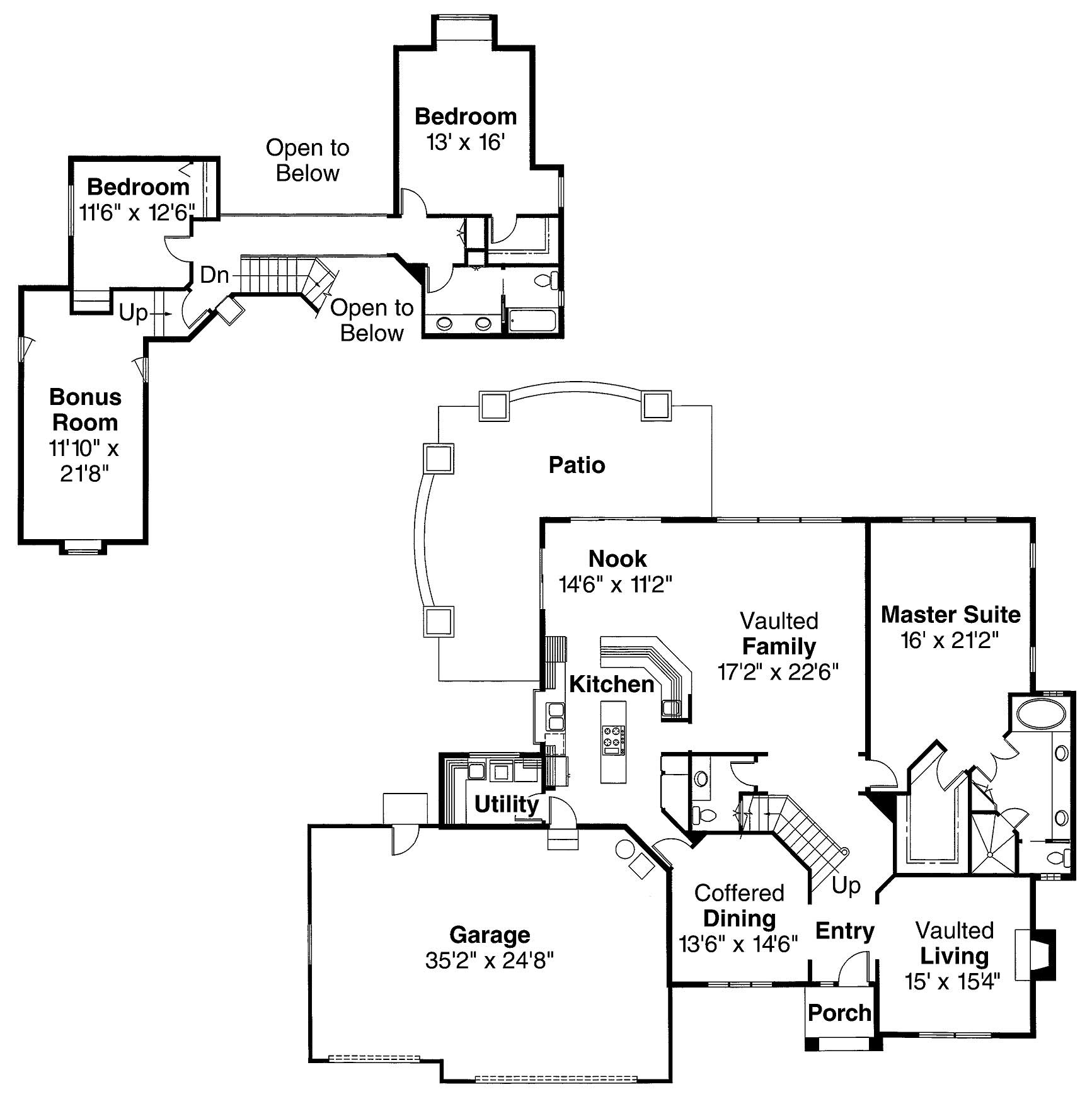 Floor Plan First Story of European Plan #108-1156