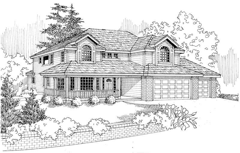 Front View of this 3-Bedroom, 2013 Sq Ft Plan - 108-1158