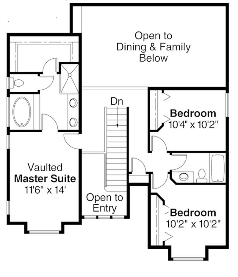 Floor Plan Second Story of Country Plan #108-1158