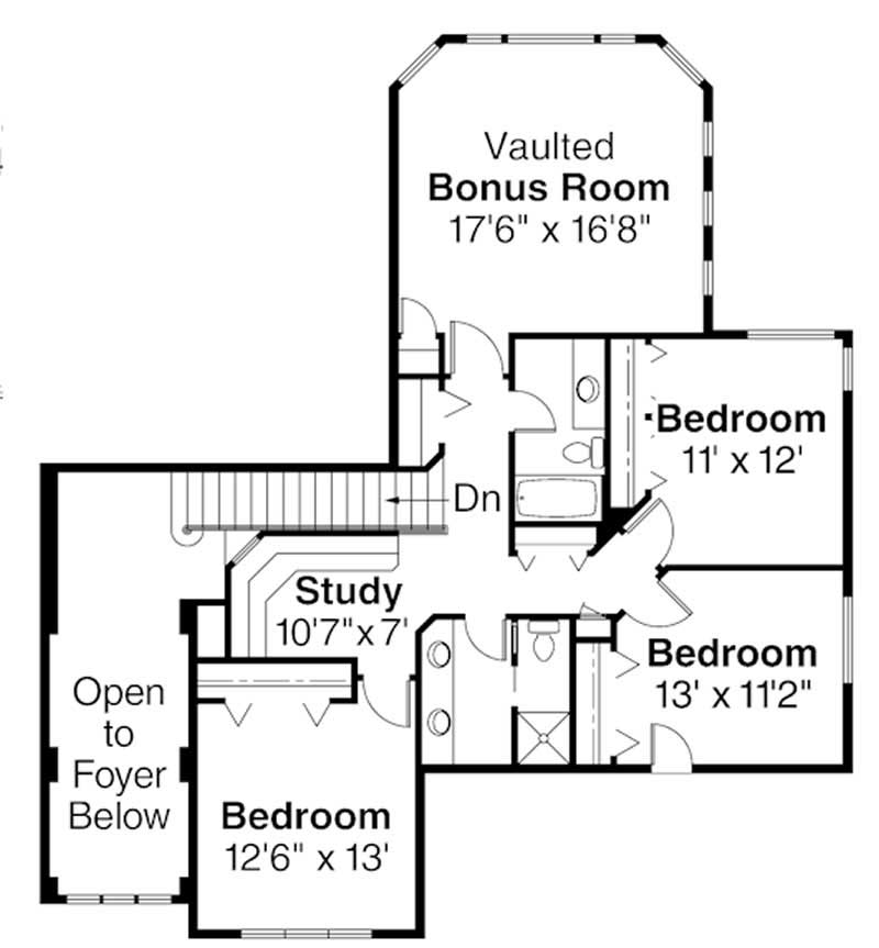 Floor Plan Second Story of Contemporary Plan #108-1160