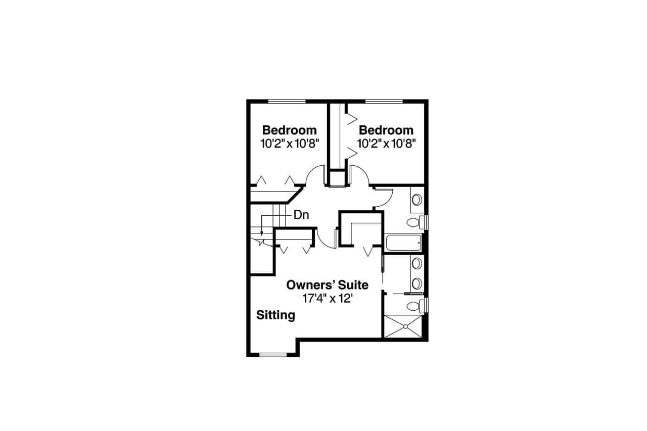 Floor Plan Second Story of Country Plan #108-1167