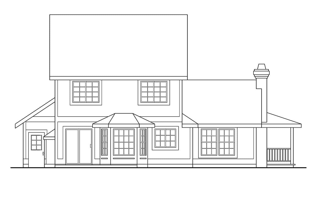 Home Plan Rear Elevation of this 3-Bedroom,1745 Sq Ft Plan -108-1167