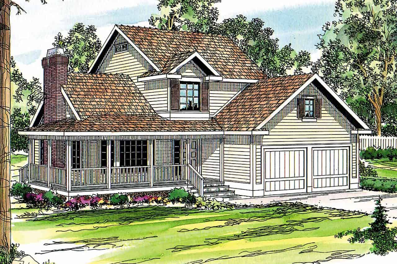 Home Plan Front Elevation of this 3-Bedroom,1745 Sq Ft Plan -108-1167