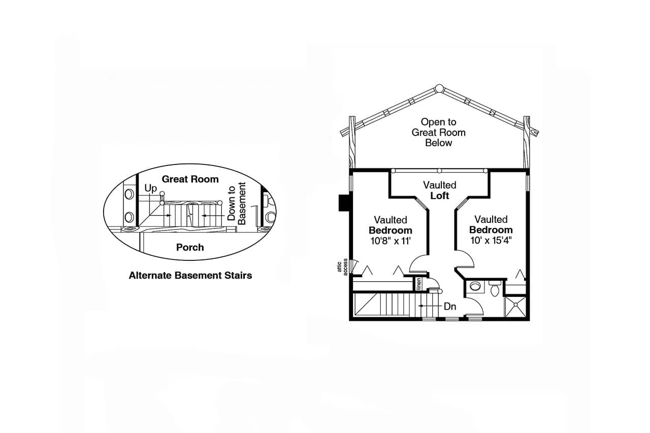 Upper Level of Vacation Homes Plan #108-1171