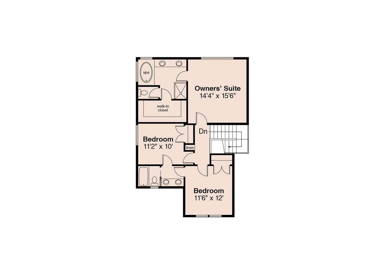 Floor Plan Second Story of Mediterranean Plan #108-1186
