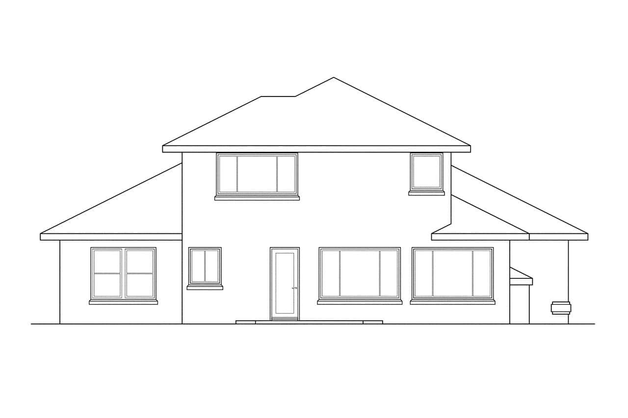Home Plan Rear Elevation of this 4-Bedroom,2205 Sq Ft Plan -108-1186