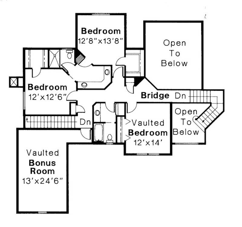 Floor Plan Second Story of European Plan #108-1192