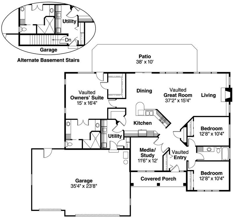 Mediterranean Home  with 3 Bdrms 2087 Sq Ft Floor Plan  