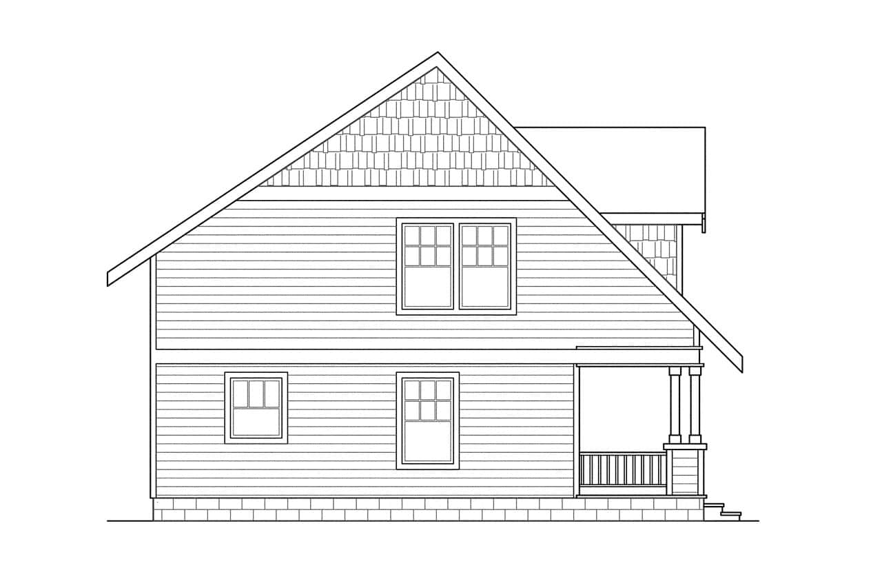 Home Plan Left Elevation of this 3-Bedroom,1414 Sq Ft Plan -108-1196