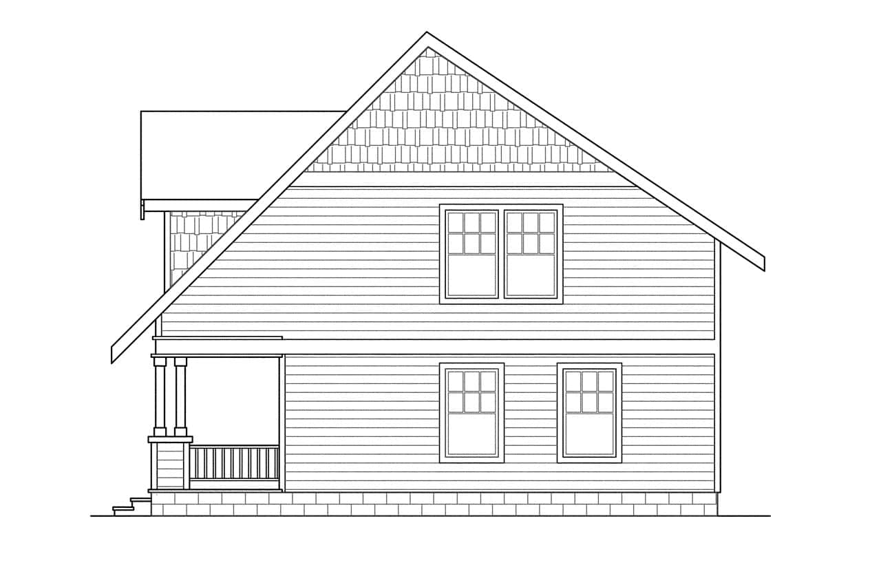 Home Plan Right Elevation of this 3-Bedroom,1414 Sq Ft Plan -108-1196