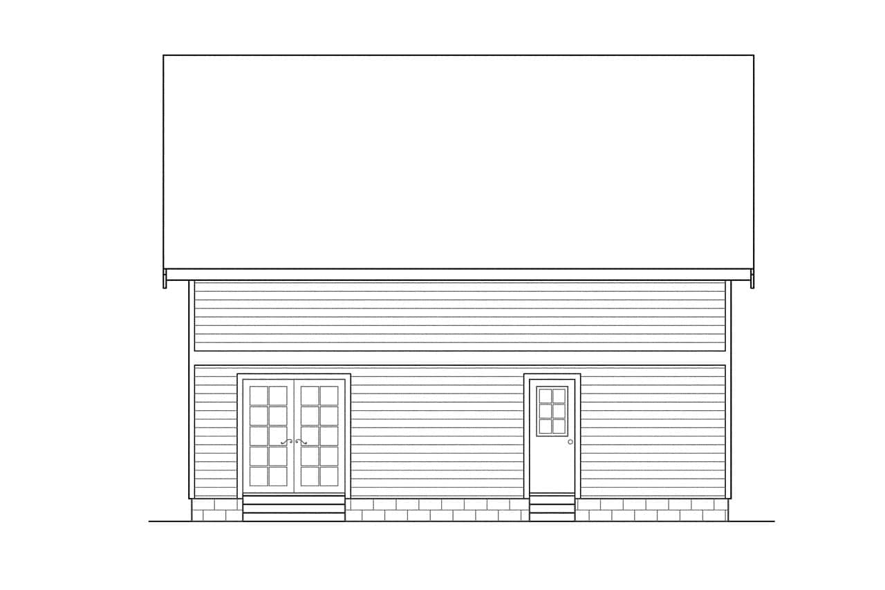Home Plan Rear Elevation of this 3-Bedroom,1414 Sq Ft Plan -108-1196