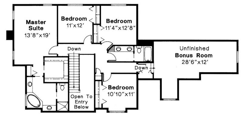 Floor Plan Second Story of Plan #108-1204