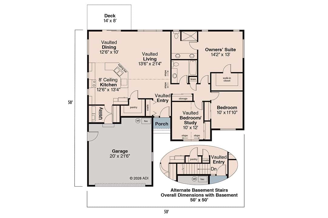 Floor Plan First Story of Ranch Plan #108-1206