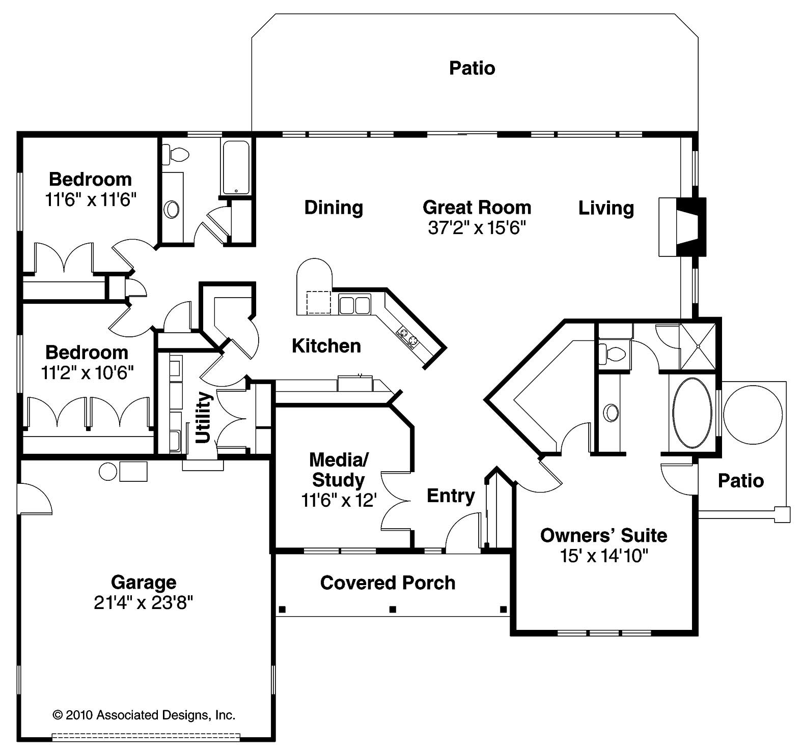 Floor Plan First Story of Ranch Plan #108-1211