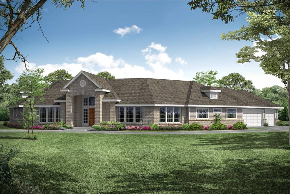 Front elevation of Ranch home (ThePlanCollection: House Plan #108-1212)
