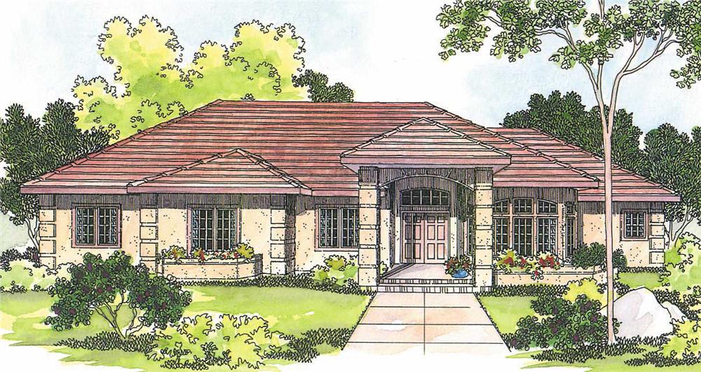 This image shows the southwestern style for this set of house plans.