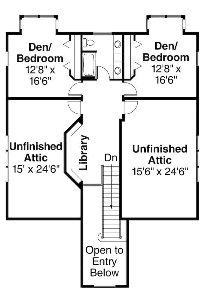 Floor Plan Upper Level of Country Plan #108-1229