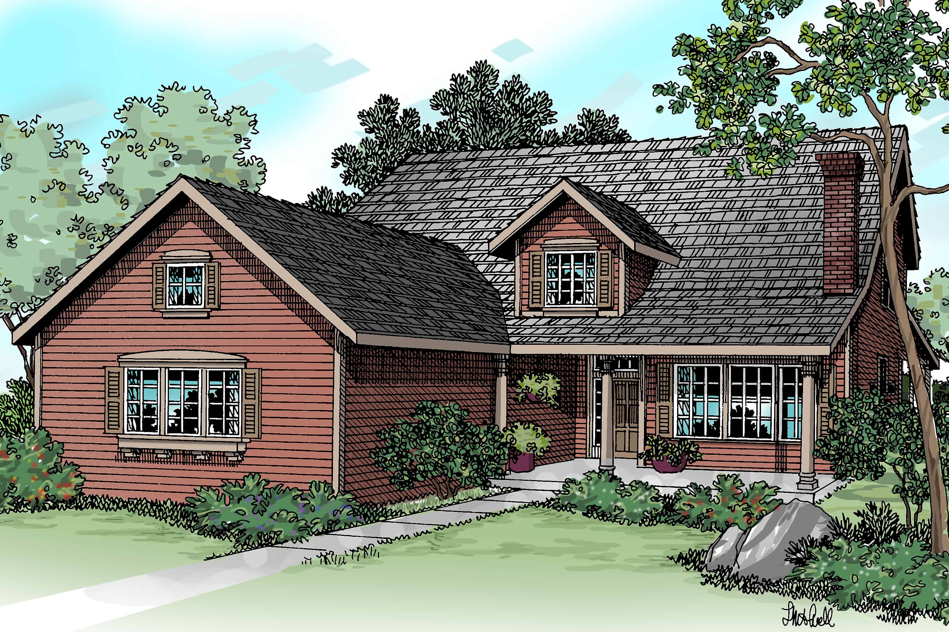 Country style home (ThePlanCollection: Plan #108-1229)