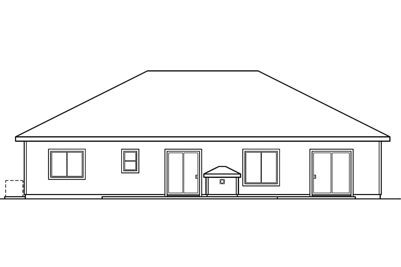 Home Plan Rear Elevation of this 3-Bedroom,2025 Sq Ft Plan -108-1235