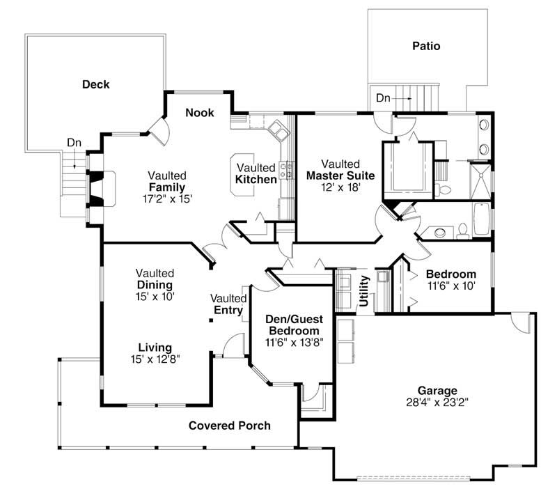 Floor Plan First Story of Country Plan #108-1255