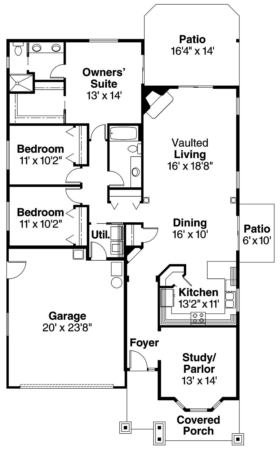 Floor Plan First Story of Country Plan #108-1257