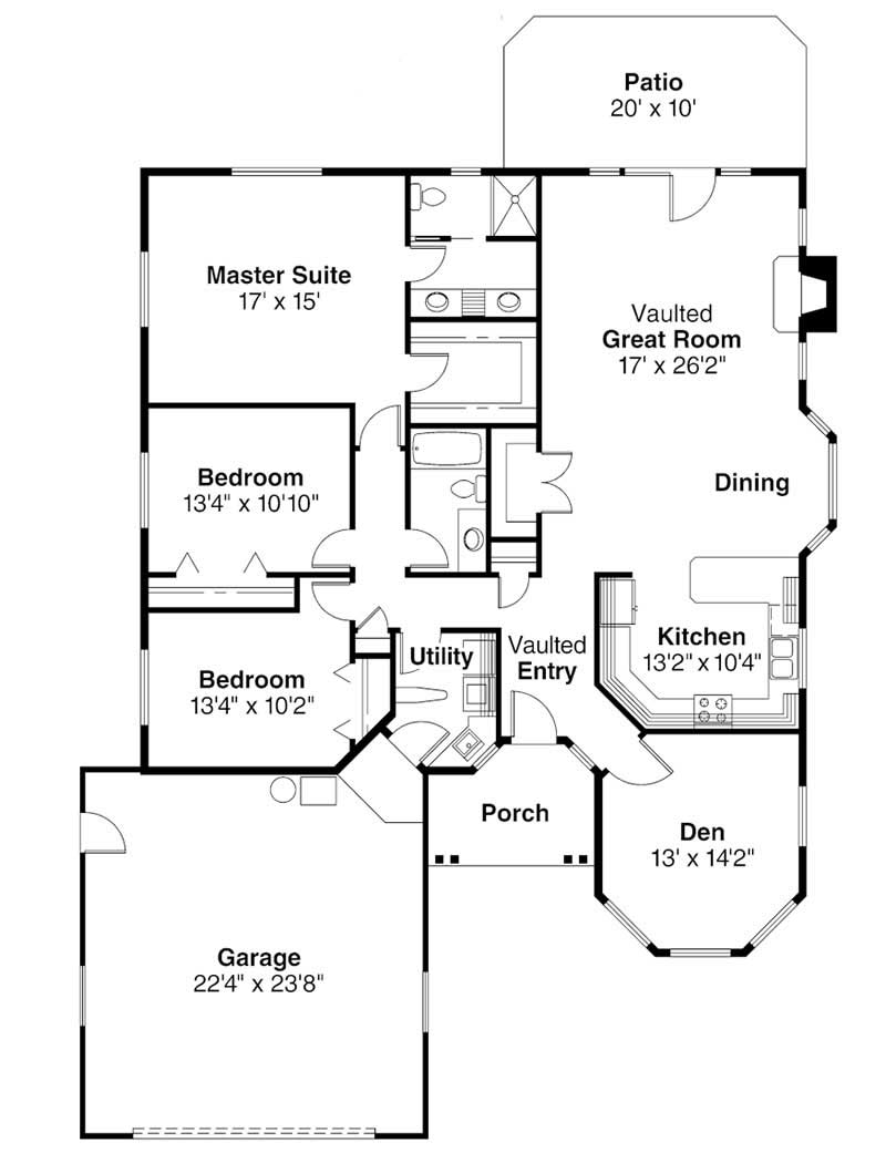 Floor Plan First Story of Country Plan #108-1258