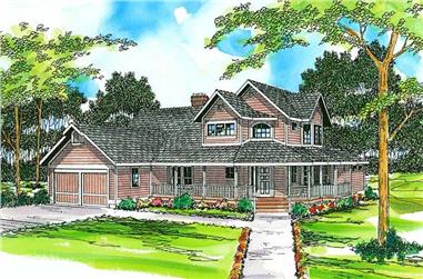 3-Bedroom, 2703 Sq Ft Country Home Plan - 108-1265 - Main Exterior