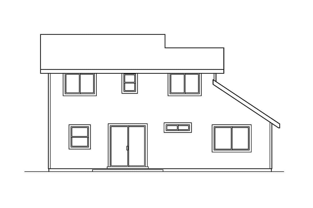 Home Plan Rear Elevation of this 4-Bedroom,1419 Sq Ft Plan -108-1271