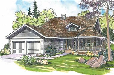 3-Bedroom, 2145 Sq Ft Country Home Plan - 108-1274 - Main Exterior