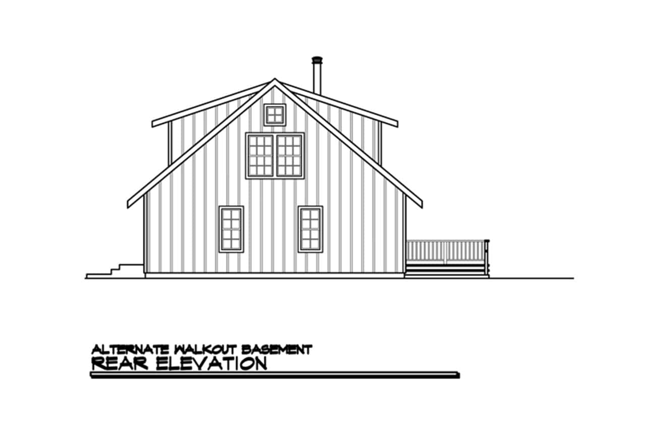 Home Plan Rear Walkout Basement Elevation of this 3-Bedroom,1749 Sq Ft Plan -108-1275