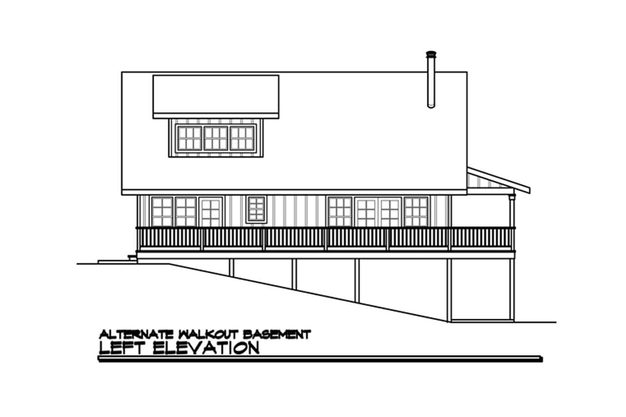 Home Plan Walkout Basement Left Elevation of this 3-Bedroom,1749 Sq Ft Plan -108-1275