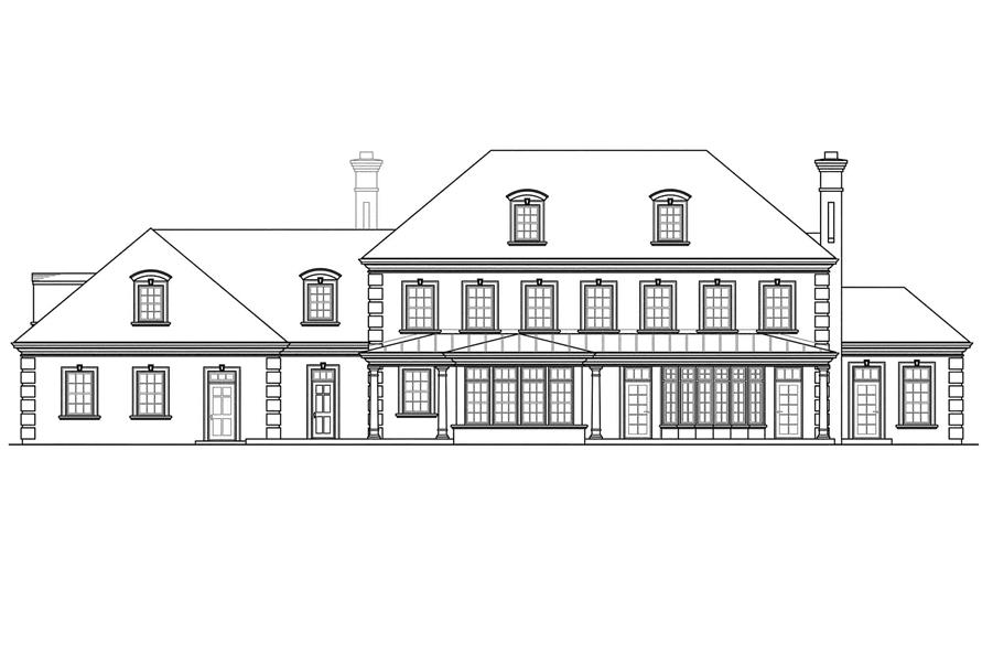 Home Plan Rear Elevation of this 6-Bedroom,5269 Sq Ft Plan -108-1277