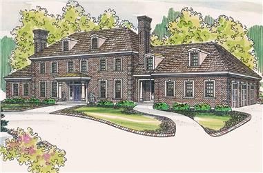 6-Bedroom, 6234 Sq Ft Colonial Home Plan - 108-1277 - Main Exterior