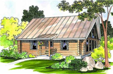 1-Bedroom, 960 Sq Ft Log Cabin Home Plan - 108-1280 - Main Exterior