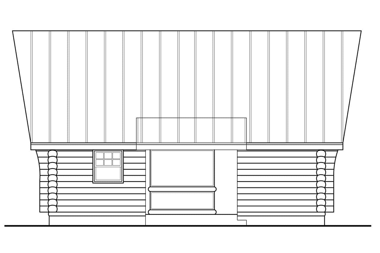 Home Plan Rear Elevation of this 1-Bedroom,960 Sq Ft Plan -108-1280