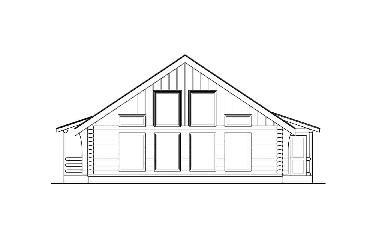 Home Plan Rear Elevation of this 1-Bedroom,960 Sq Ft Plan -108-1280