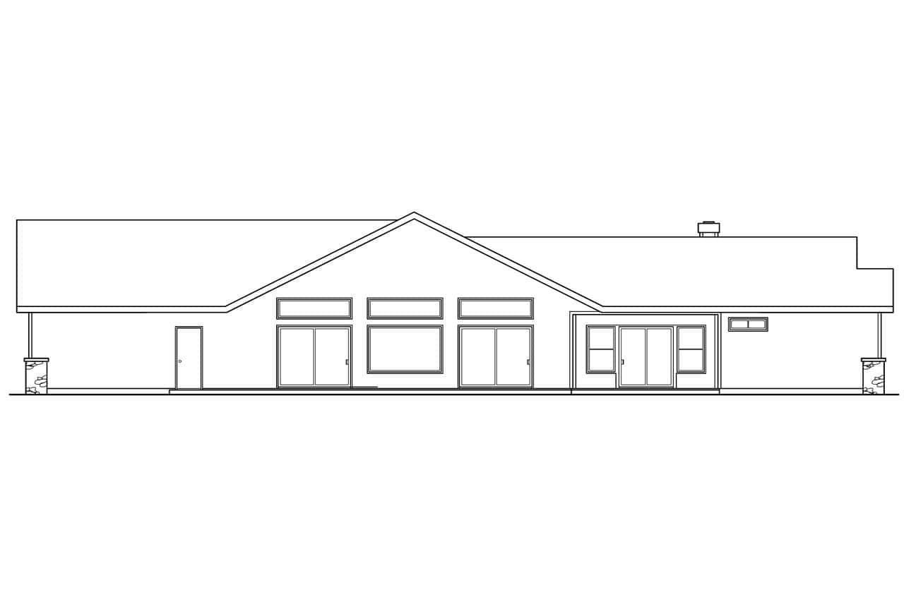 Home Plan Rear Elevation of this 3-Bedroom,2673 Sq Ft Plan -108-1284