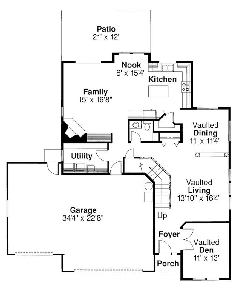Floor Plan First Story of Traditional Plan #108-1292