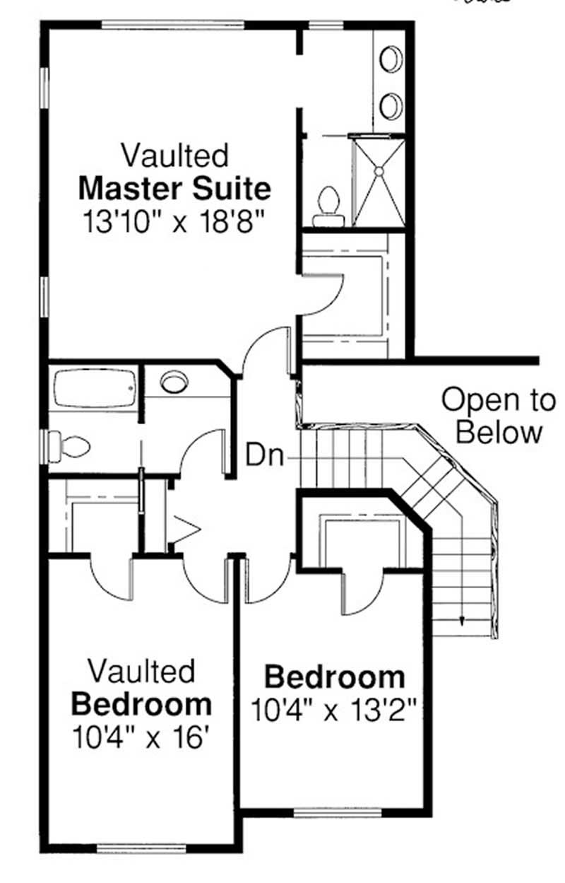 Floor Plan Second Story of Traditional Plan #108-1292