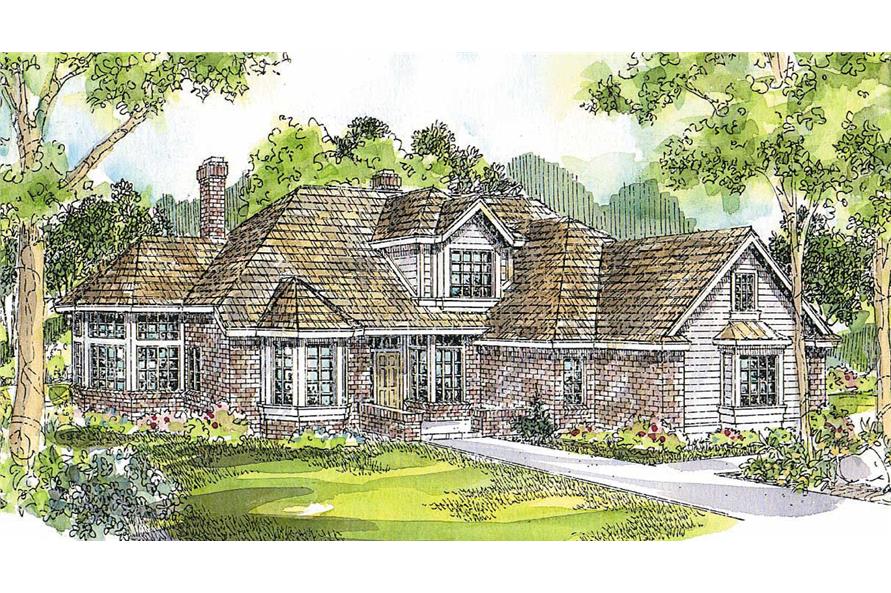 This image shows the Transitional Style for this set of house plans.