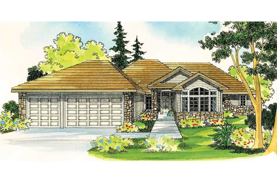 Front elevation of Ranch home (ThePlanCollection: House Plan #108-1294)