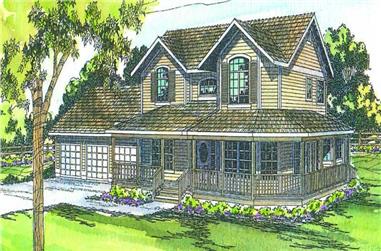 4-Bedroom, 3357 Sq Ft Country Home Plan - 108-1301 - Main Exterior