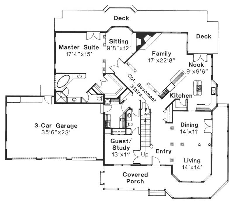 Floor Plan First Story of Country Plan #108-1301