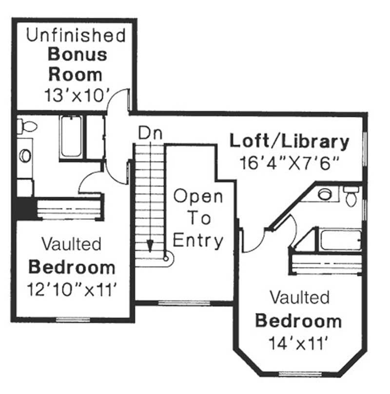 Floor Plan Second Story of Country Plan #108-1301