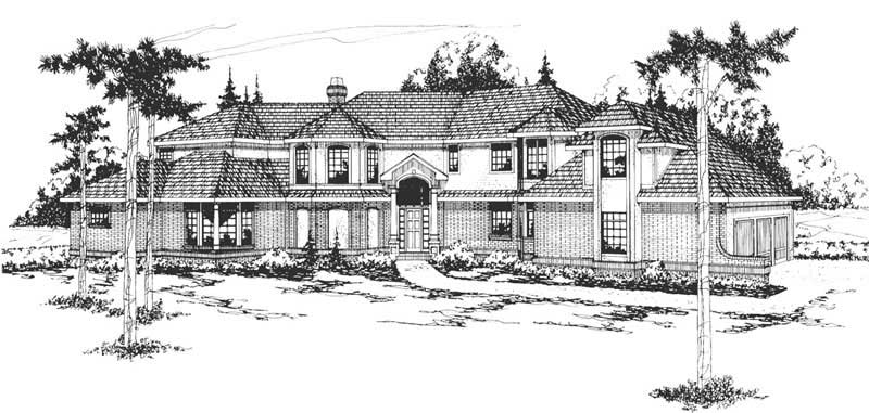 Front View of this 4-Bedroom, 4147 Sq Ft Plan - 108-1305