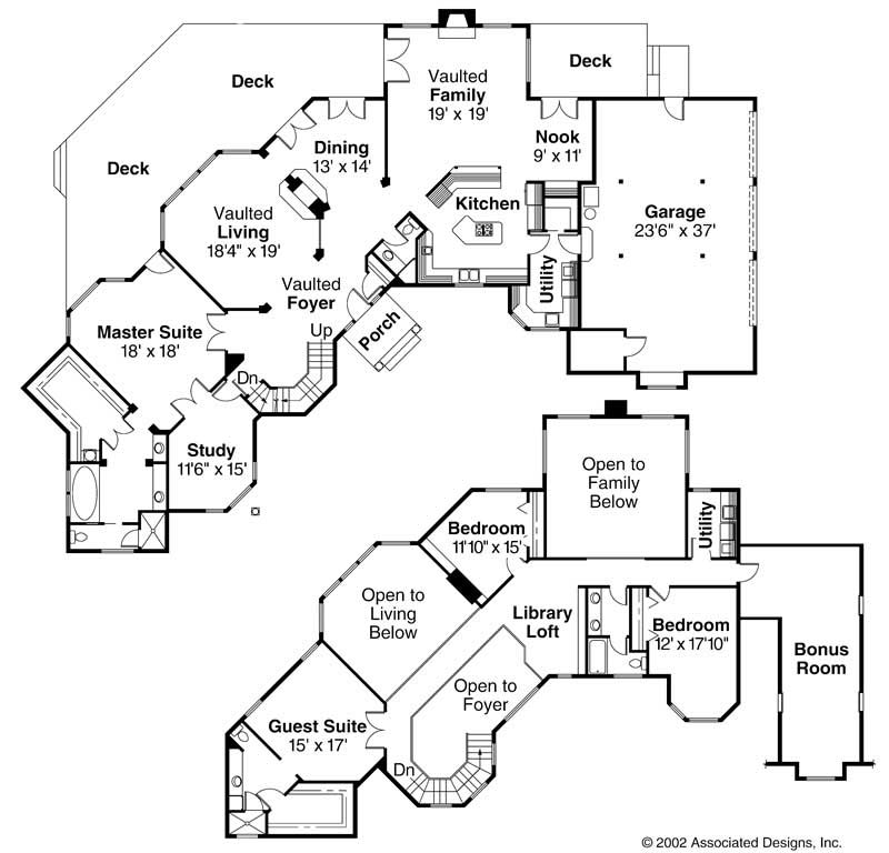Floor Plan First Story of Tudor Plan #108-1305